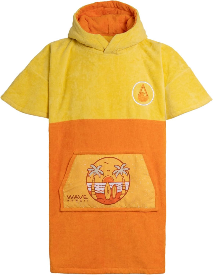 WAVE HAWAII Surfponcho für Körpergrössen von 90-120 cm Poncho ÖKO Baumwolle Umkleidehilfe für Schwim