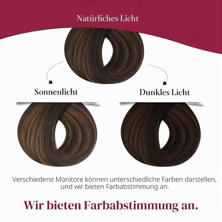 Vivien Braun Microring Extensions Echthaar Ombre 45 cm Haar Extensions Echthaar Micro Beads Dunkelbr