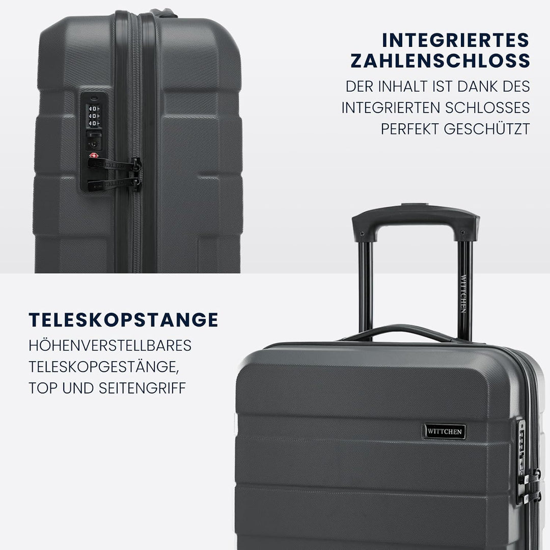 WITTCHEN COMODO Line Koffer Handgepäck Gepäck-Set aus ABS Teleskopgriff TSA Schloss 4 Doppelräder Du