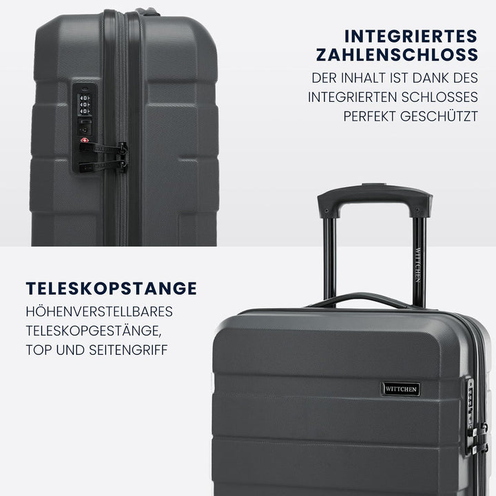 WITTCHEN COMODO Line Koffer Handgepäck Gepäck-Set aus ABS Teleskopgriff TSA Schloss 4 Doppelräder Du