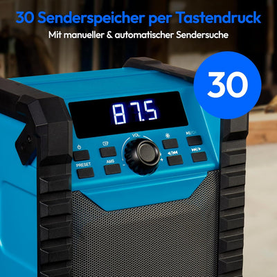 MEDION E65895 Baustellenradio mit Akku (Robustes Gehäuse, Tragegriff, Bluetooth, Spritzwassergeschüt