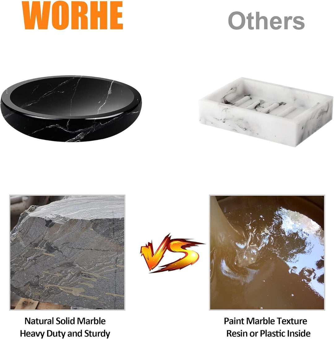 WORHE Seifenschale echter natürlicher Marmorhalter für Badezimmer, Badewanne, Dusche, Küchenspüle, H