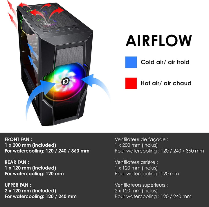 Empire Gaming - PC-Gamer-Gehäuse Onyx - ARGB Mittlerer Turm ATX, mATX, ITX - 4 adressierbare RGB-LED