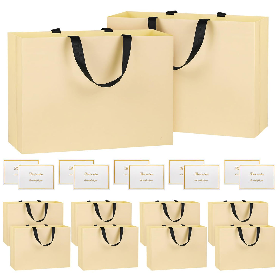 NAHRMY 10 Stück Extra Grosse Geschenktüte mit Henkel Gelb 43 x 32 x 13 cm, Geschenktüte Gross Papier