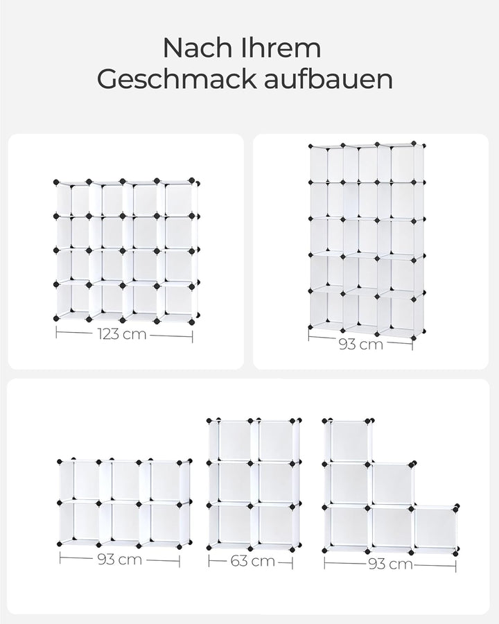 SONGMICS Schuhregal, Regalsystem, Steckregal, 15 Würfel, DIY Würfelregal, stapelbar, aus PP-Kunststo