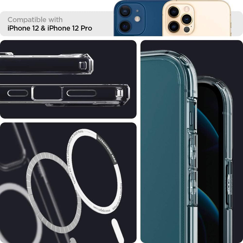 Spigen Ultra Hybrid MagFit Hülle Kompatibel mit iPhone 12 Pro und Komaptibel mit iPhone 12 Kompatibe