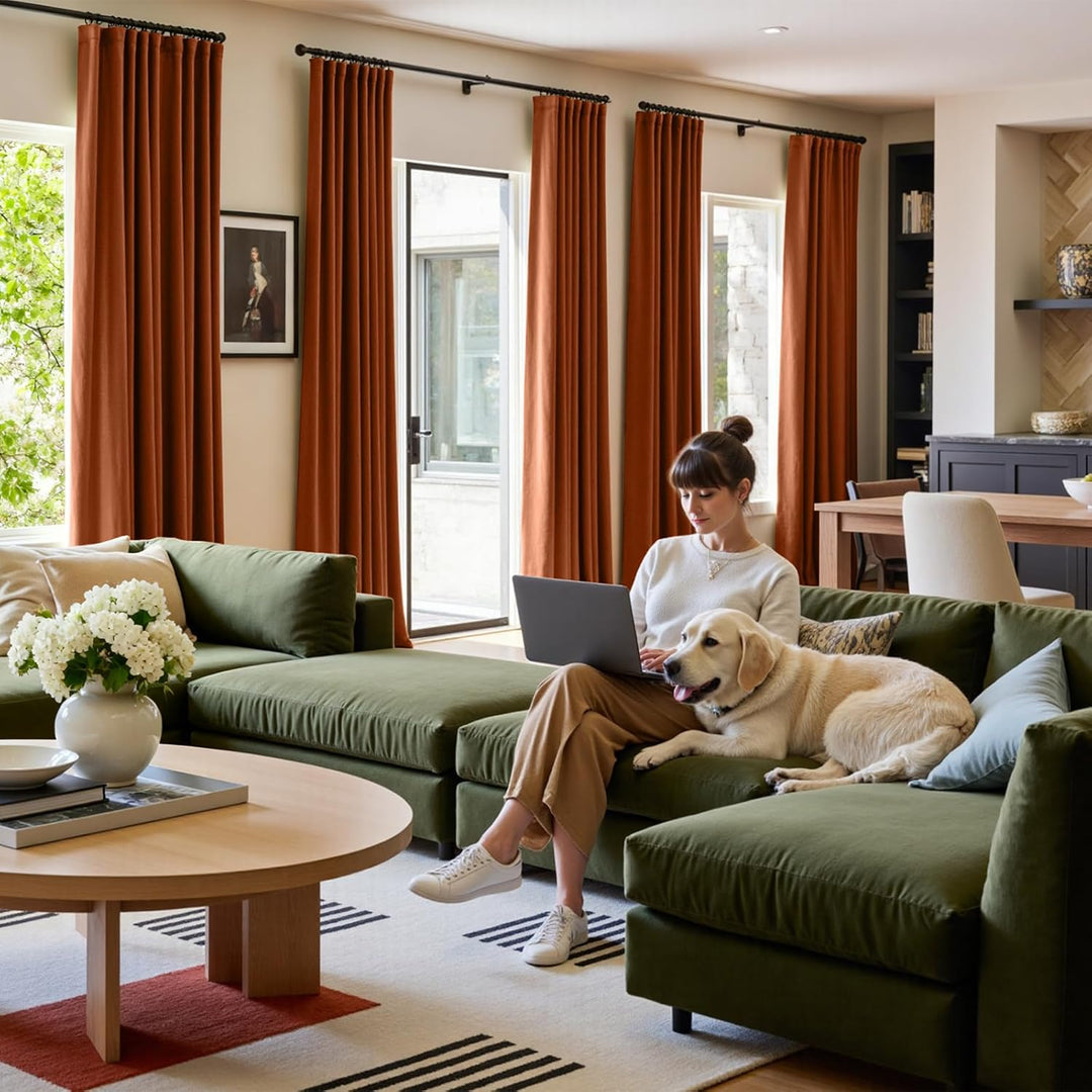 Lazzzy Samtvorhänge, wärmeisoliert, 213 cm, Raumverdunkelung, Fenstervorhänge, superweich, luxuriöse