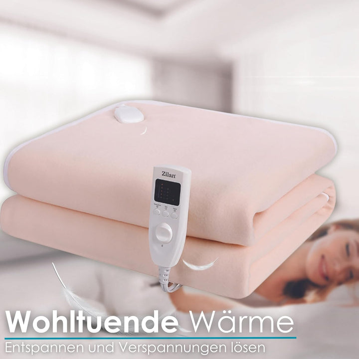 Elektrische Heizdecke mit Abschaltautomatik 150 x 80 cm | 5 Temperaturstufen | 10h Timer | bei 30° w