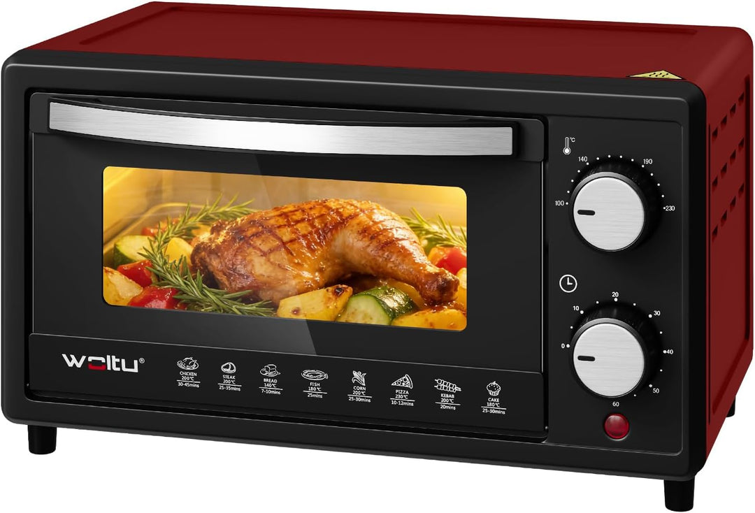 WOLTU Minibackofen 12 Liter, 800 Watt Toasterofen | Pizzaofen | Backblech mit Timer Mini Backofen fü