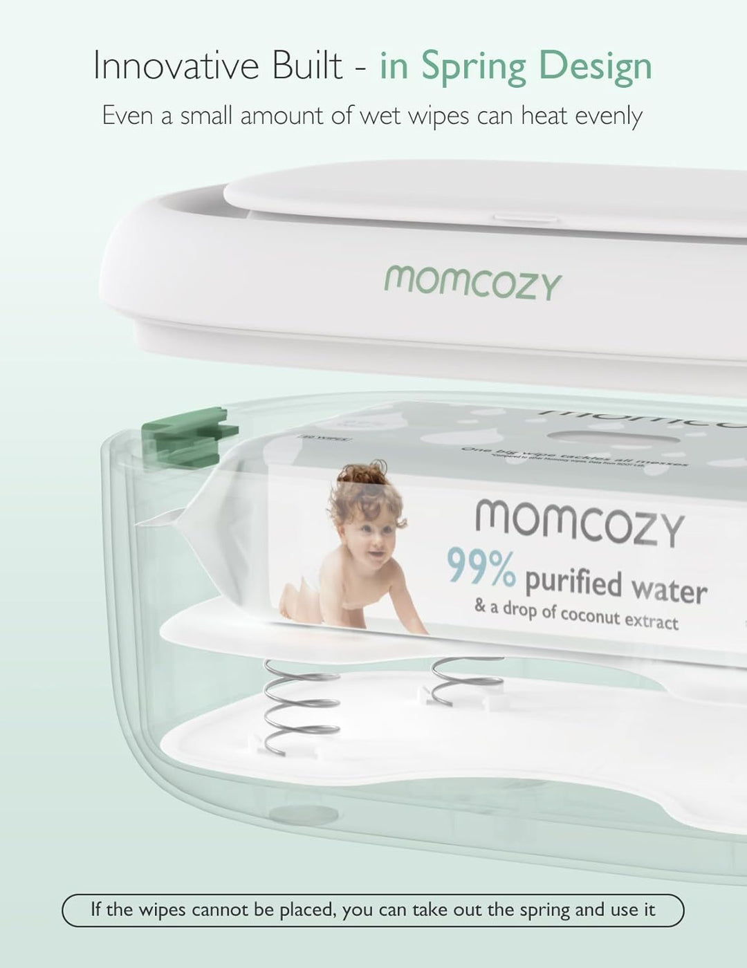 Momcozy Feuchttuch Wärmer, Federdesign, Feuchttücher Box mit grossem Fassungsvermögen, schnelles und