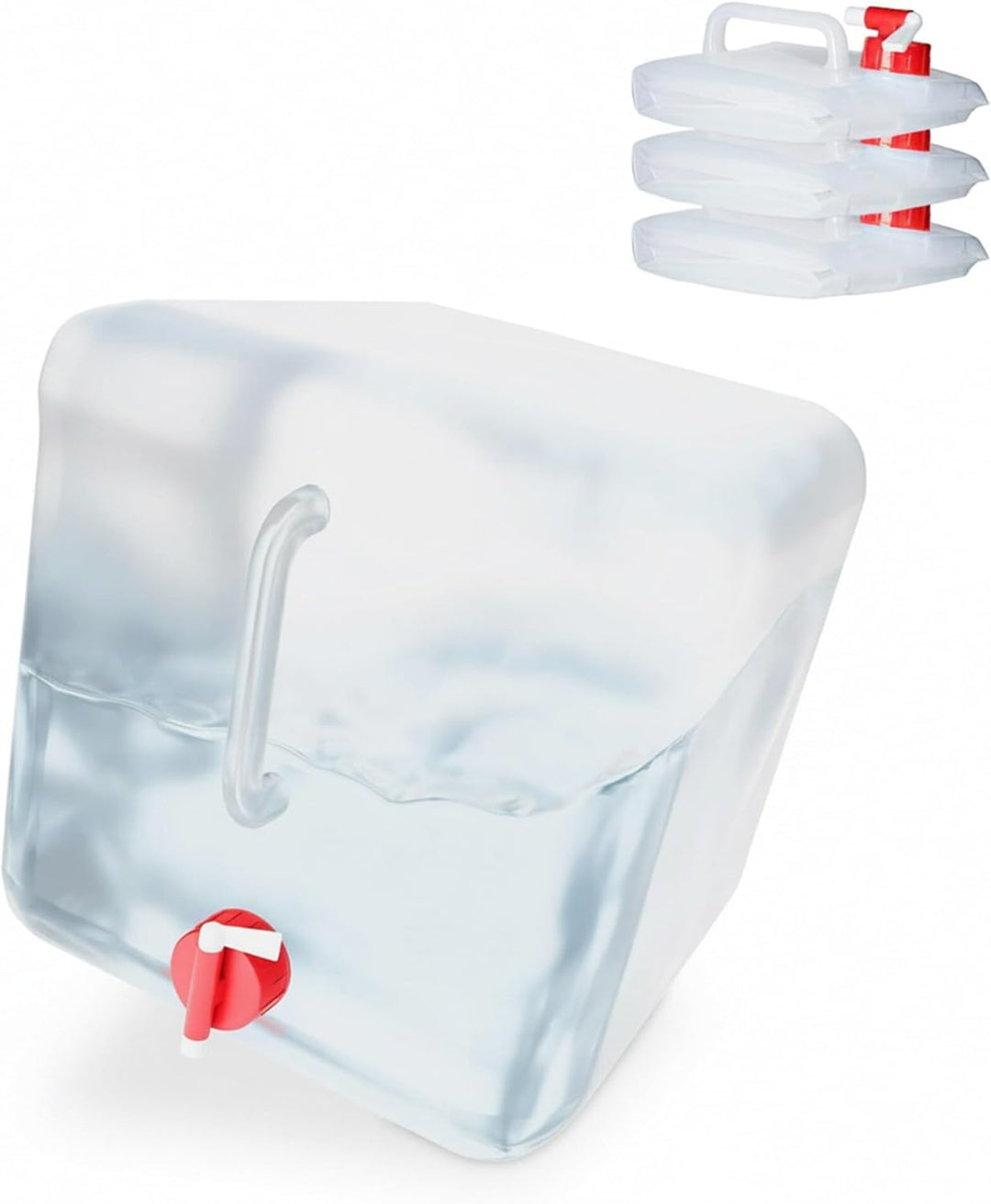 Relaxdays Faltkanister 4er Set, 20 l, Hahn, Schraubdeckel, Tragegriff, Wasserkanister Camping, BPA-f
