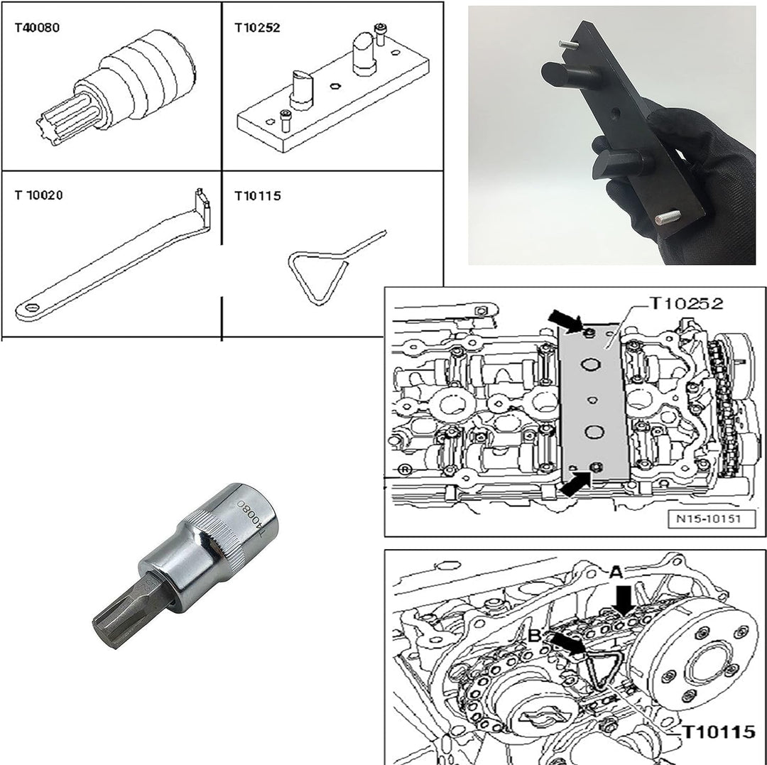 ZKTOOL Motor-Einstellwerkzeug für VW Audi C6 A4L A6L 2.0L Turbo 2.0L FSI/TFSi BPJ CDL, OEM T10252, N