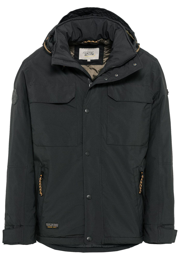 camel active Herren teXXXactive® Funktionsjacke mit Abnehmbarer Kapuze 27 Schwarz, 27 Schwarz