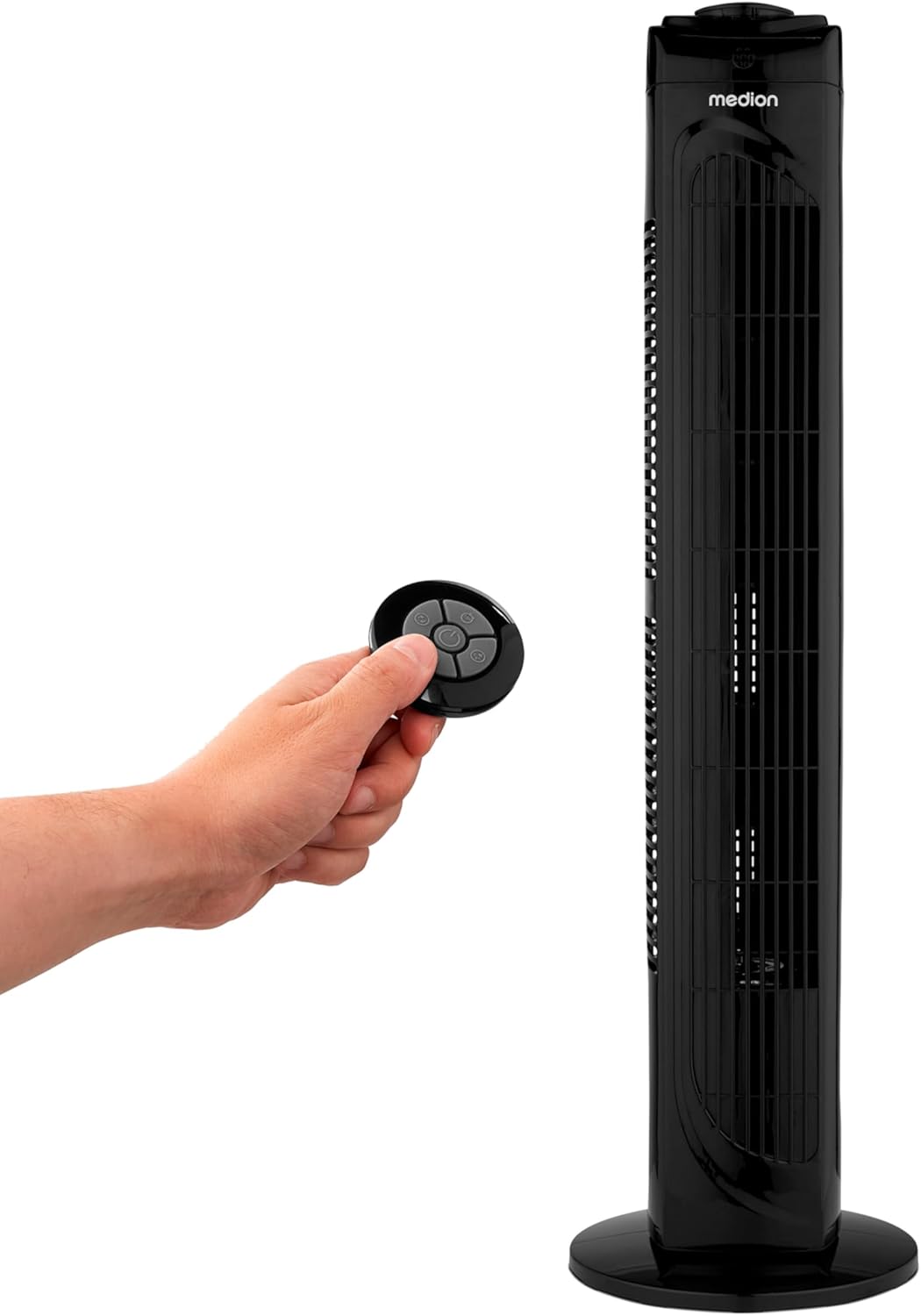 MEDION E11 TF Turmventilator mit Fernbedienung (3 Geschwindigkeitsstufen, leiser Schlafmodus, 45 Wat