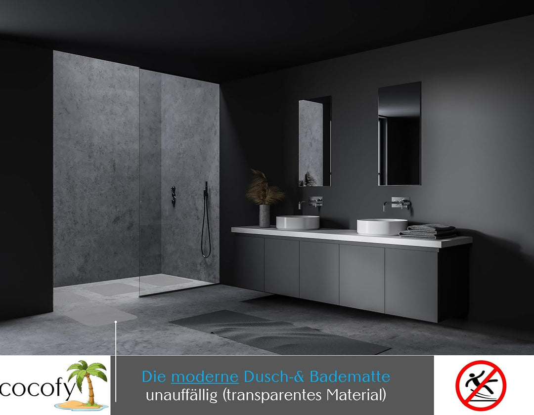 Duschmatte transparent 50x50 cm – hygienisch zum Kleben, Duschmatte rutschfest, Selbstklebende Anti