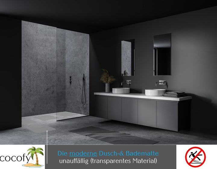 Duschmatte transparent 50x50 cm – hygienisch zum Kleben, Duschmatte rutschfest, Selbstklebende Anti