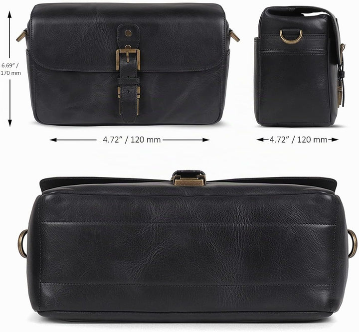 MegaGear MG1331 Torres Kameratasche - Kuriertasche aus echtem Leder für Spiegellose, Sofortbild- und