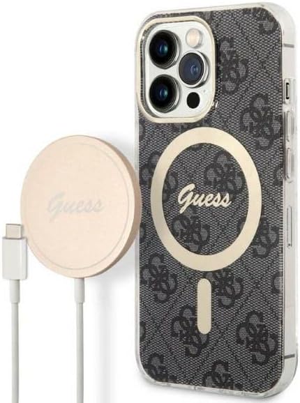 Guess Bündeln GUBPP13LH4EACSK Hülle und Ladegerät iPhone 13 Pro Schwarz Hard case 4G Print