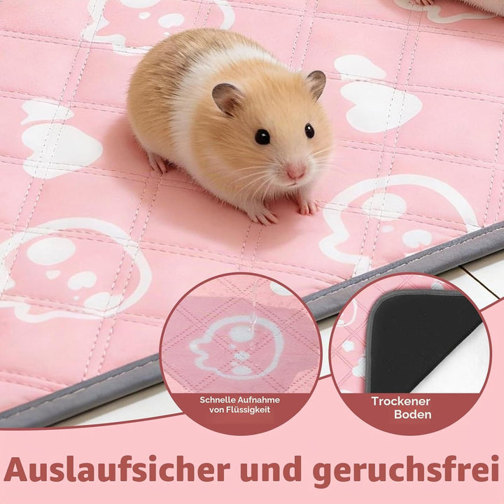 2 Stück 60x120cm Meerschweinchen Unterlage Waschbar: Pipipads Meerschweinchen, Rosa, wasserdichte Su