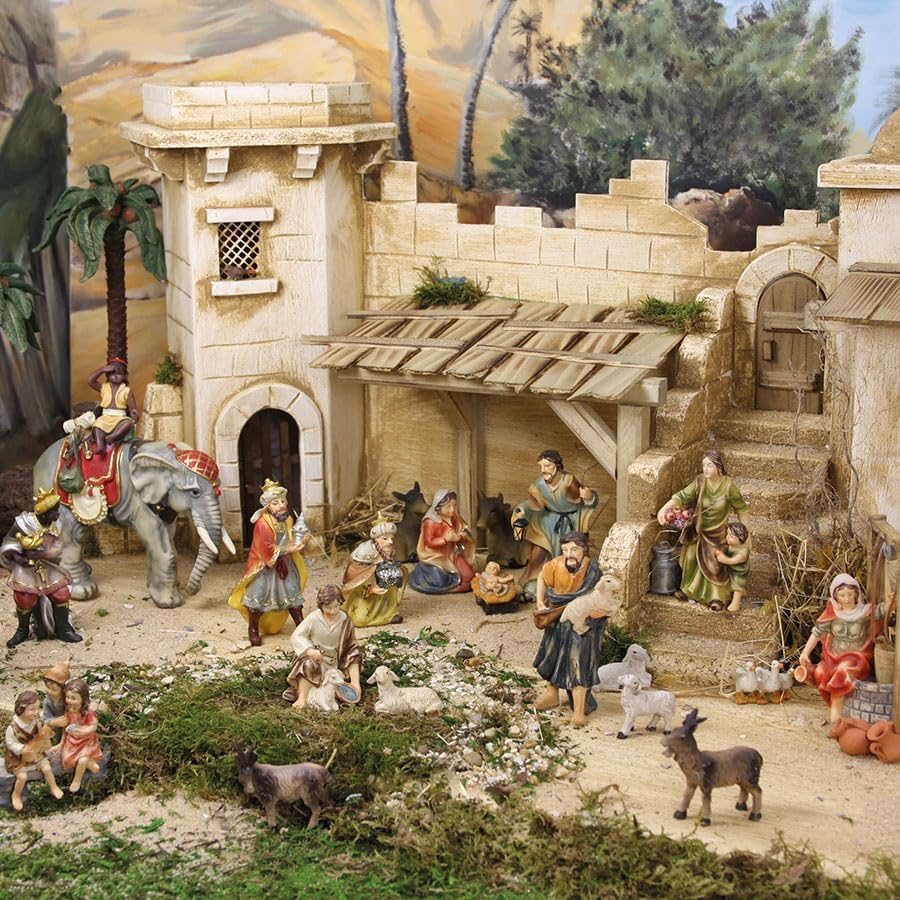 FADEDA 12x Johannes-Krippenfiguren/Höhe:10 cm/handbemalt/detailgetreue Krippen Figuren - Weihnachten