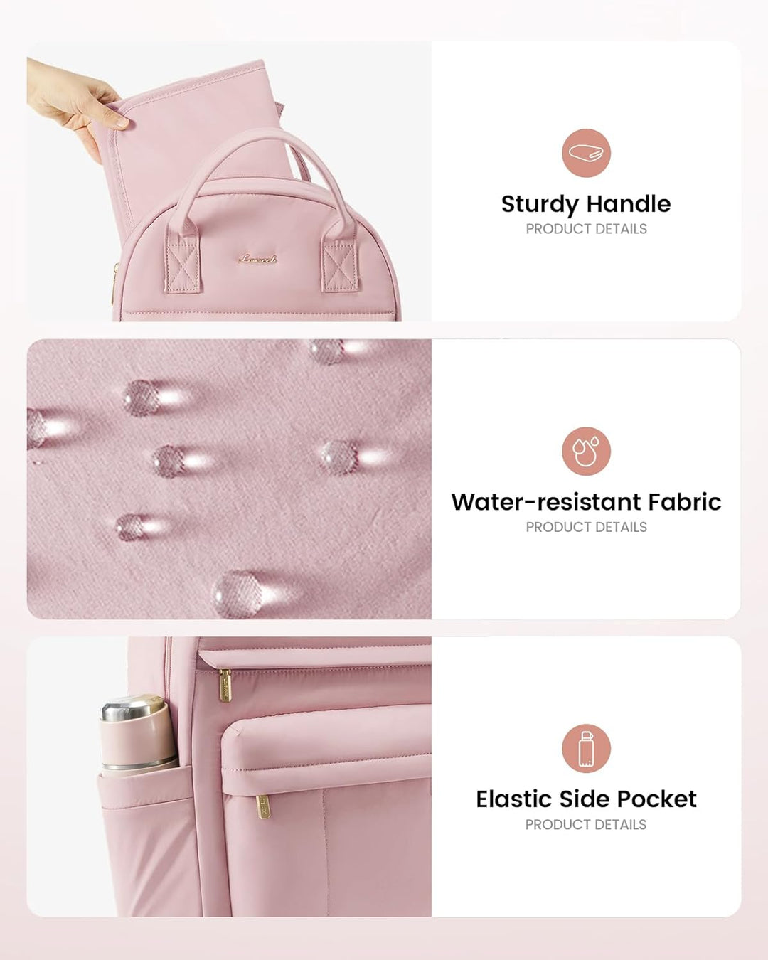 LOVEVOOK Wickelrucksack Baby Wickeltasche Rucksack mit Wickelauflage Lässig Diaper Bag mit Kinderwag