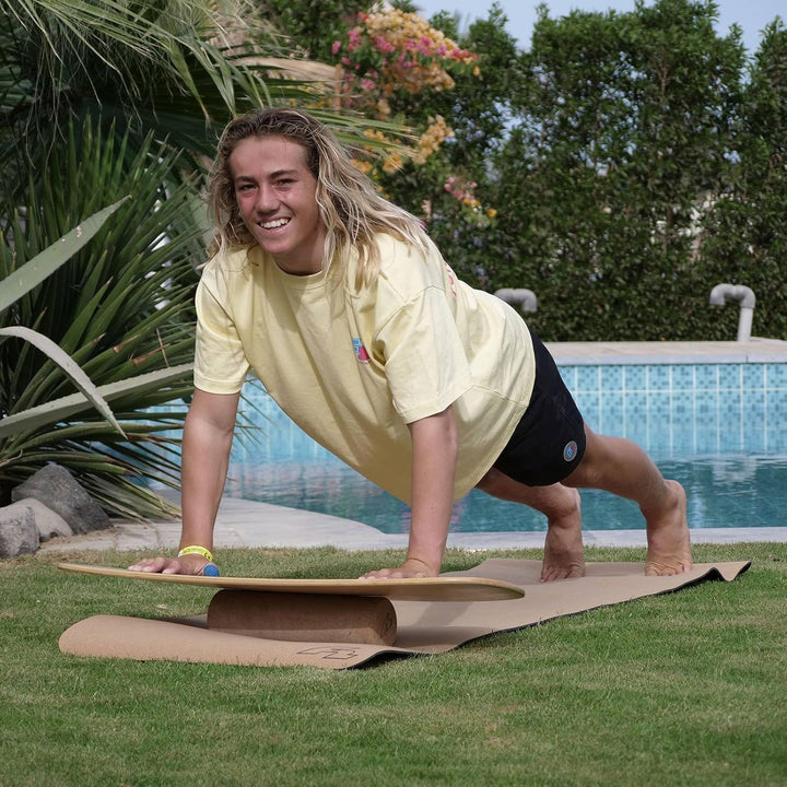 F2 Marken Balance Board Set mit Korkrolle UND Halbkugel Modell wählbar aus Holz für Einsteiger und P