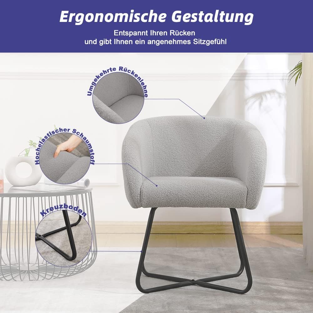 Mingone Sessel Kleine Loungesessel Cocktailsessel Modern Einzelsofa Lammwolle Designer Polstersessel