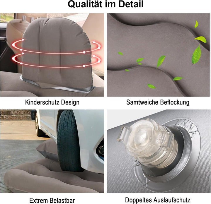 Auto Luftmatratze 128x70cm Aufblasbare Matratze für Rücksitz & Kofferraum, Tragbares Auto Reisebett