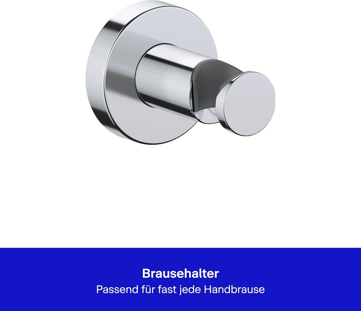 Duravit Universal Brausehalterung, Duschkopfhalterung für Handbrausen, Brausehalter rund, Chrom rund