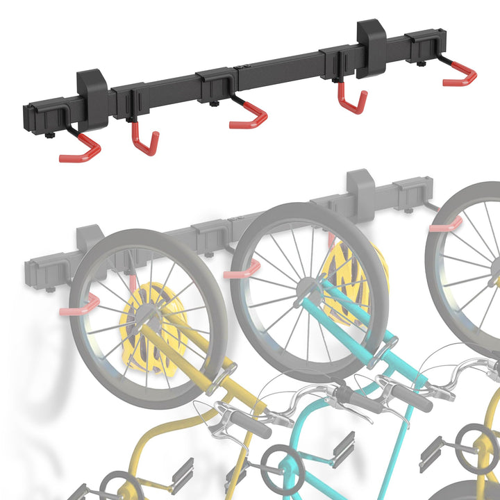 Mimoke Fahrrad Wandhalterung Vertikal | Geeignet für alle Fahrräder | Verstellbare Haken | Organisat