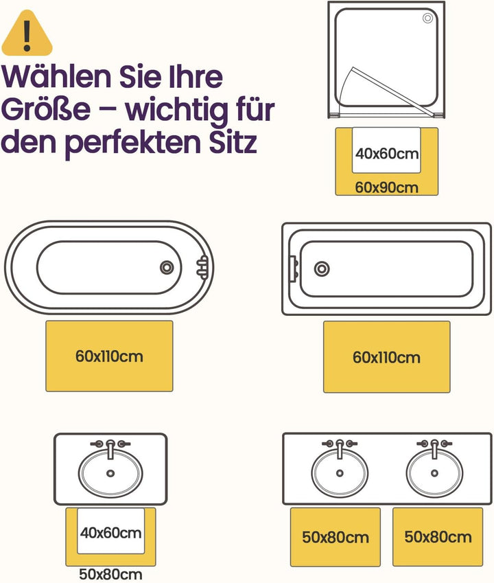 DEXI Badematte rutschfest 50 x 80 cm, Super Absorbierende Badezimmerteppich, schnelltrocknende Badvo