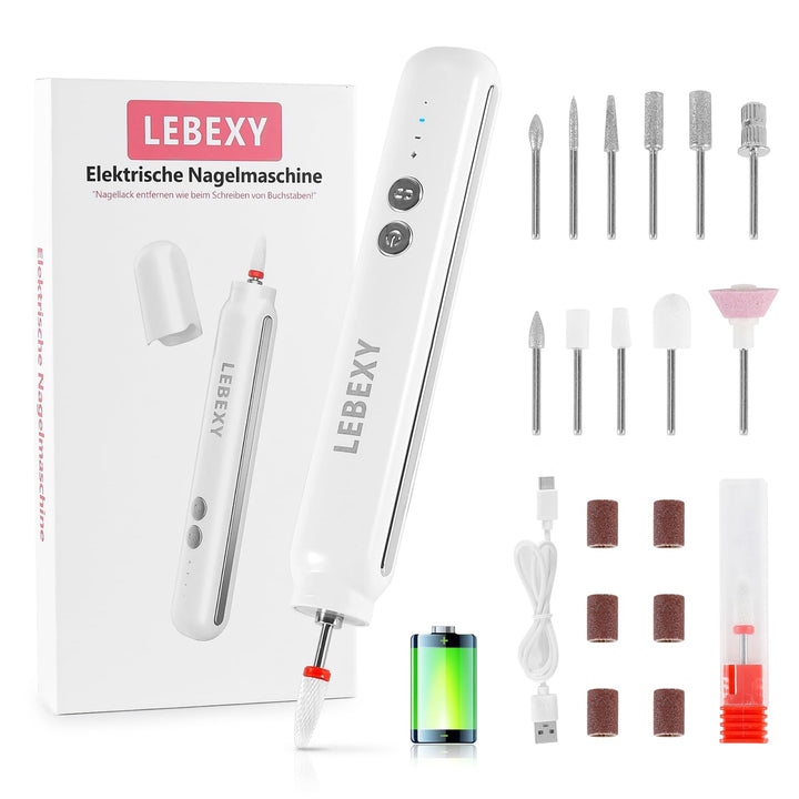 LEBEXY Elektrische Nagelfräser Maniküre Pediküre Kabellos Set | Nagelfeile Fräser Schleifpolierer fü