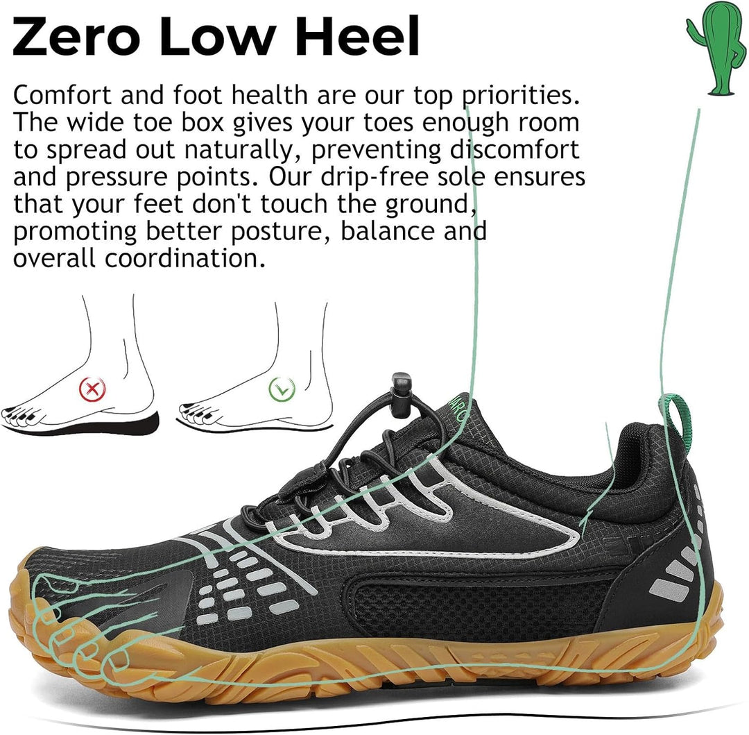 SAGUARO Unisex Barfussschuhe Leicht rutschfest Traillaufschuhe für Outdoor & Indoor 37 EU Schwarz We