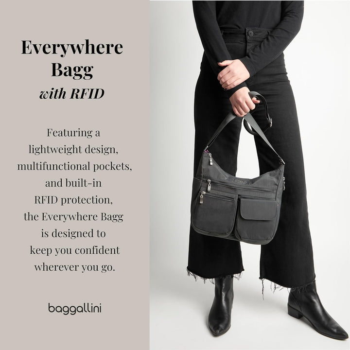 Baggallini Damen Everywhere bagg with überall Tasche mit RFID 34 Charcoal, 34 Charcoal