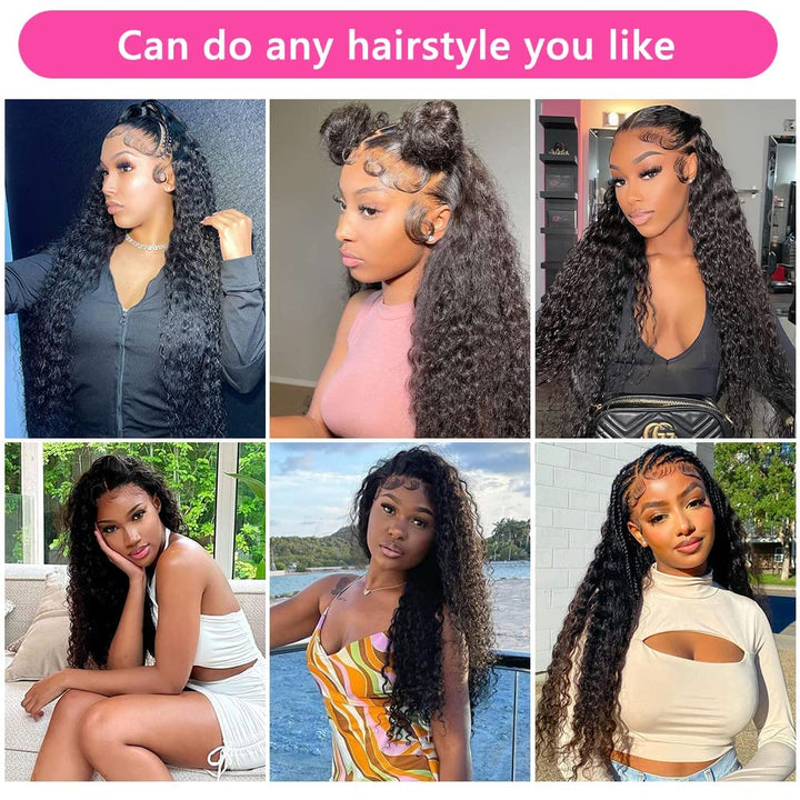 LOVFIR Echthaar-Bündel Curly Human Hair Bundles with Closure Kinky Weave Unprocessed Brazilian 3 4x4