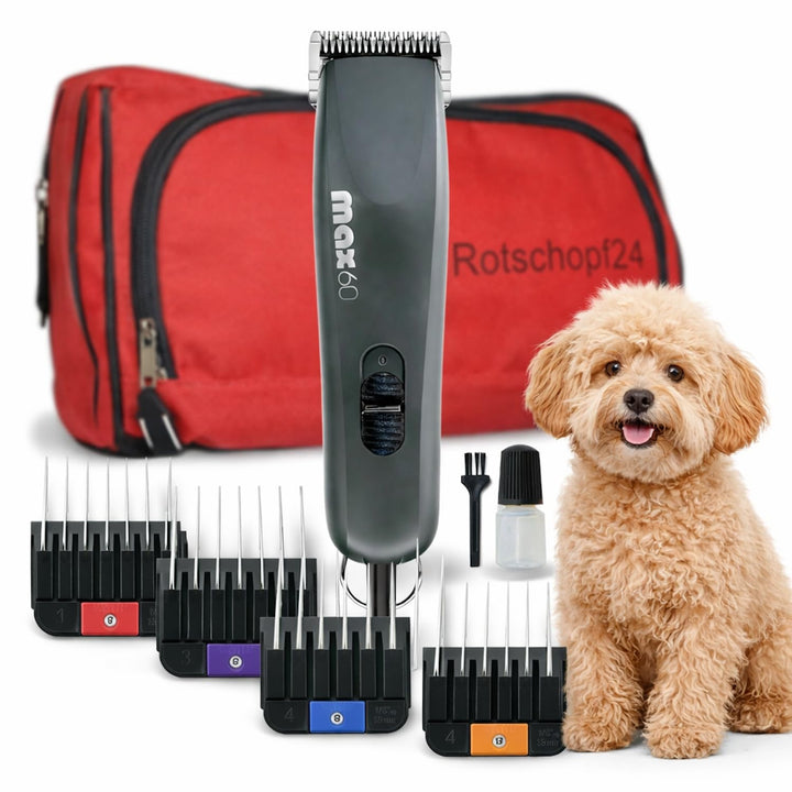 Max 60 Profi Hunde Schermaschine, Tierschermaschine mit bürstenlosem Motor, 2 Geschwindigkeiten, 1,5