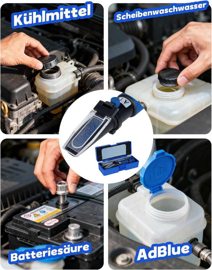 4-in-1 Frostschutz Refraktometer Frostschutzprüfer kühlmittel Tester für Ethylenglykol(G11,G12), Pro