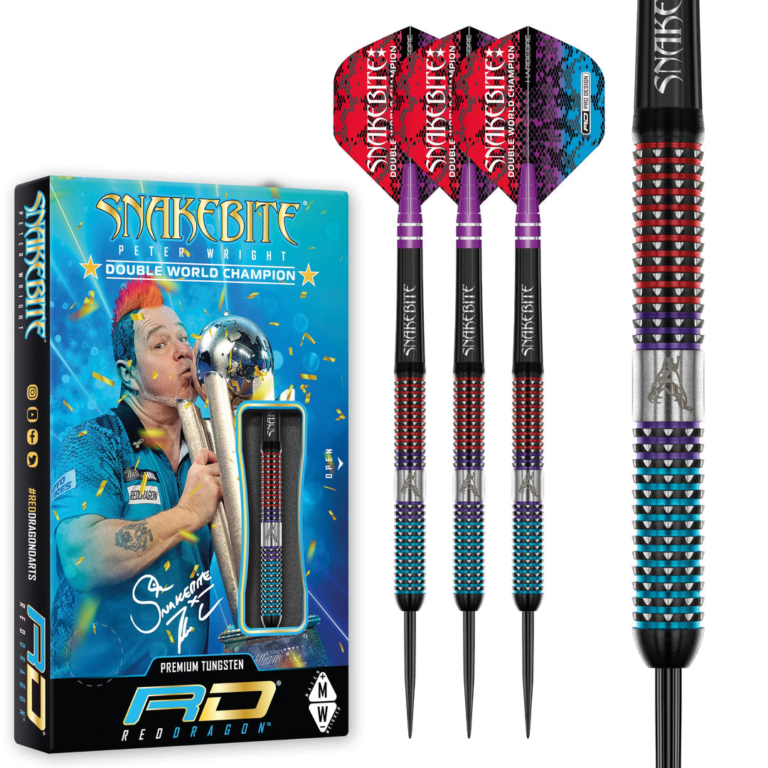 RED DRAGON Peter Snakebite Wright Spirit Edition Premium Tungsten Darts Set mit Flights und Stems 21