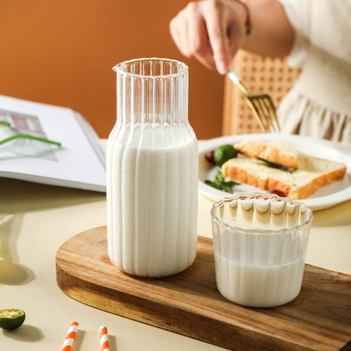 Operitacx 2 Sets Nachtnacht Wasser Karaffe mit Becher Glas Set für Schlafzimmer Nachttisch Kaltes Wa