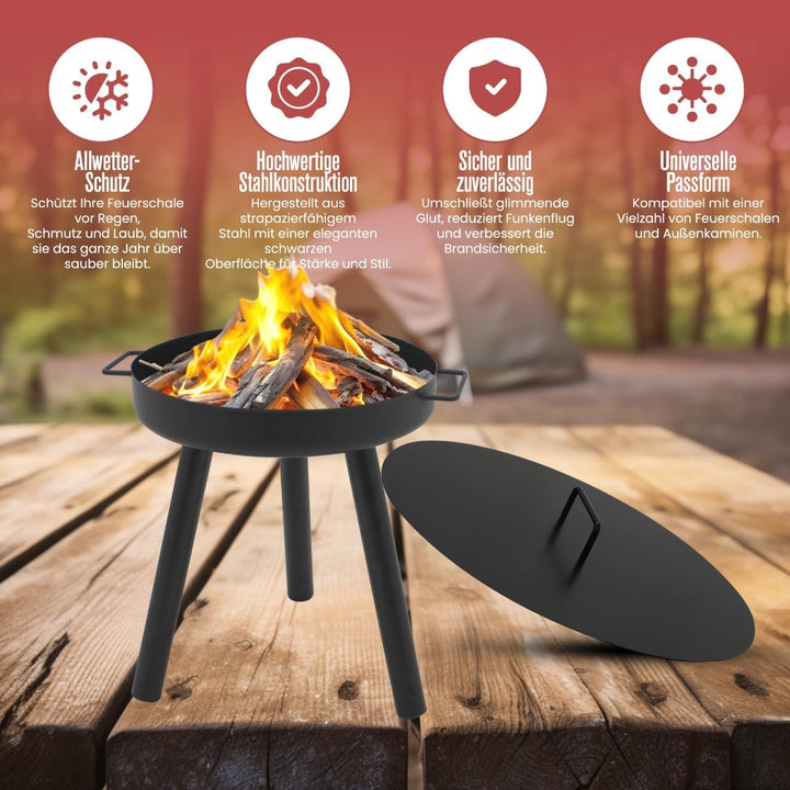 Abdeckung passend für Feuerschale Ø 60 cm, Abdeckung für Feuerstelle für den Garten, Terrasse und Ba
