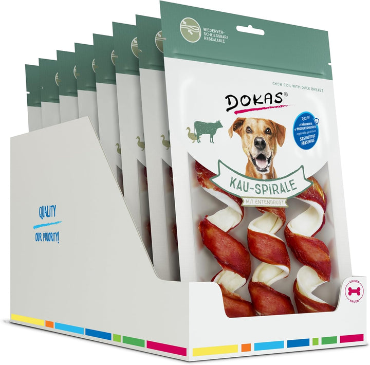 DOKAS Getreidefreier Premium Kausnack für Hunde – Ideal für zwischendurch (8 x 110g) Single, Single