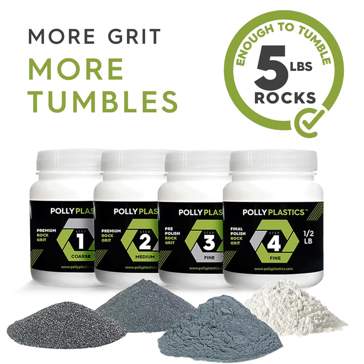 Polly Plastics Rock Tumbler Media Grit Kit & Keramik-Füller in strapazierfähigen wiederverschliessba
