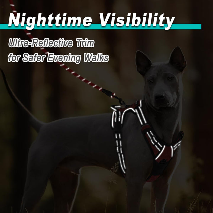 Hundegeschirr, kein Ziehen, gross, reflektierendes Hundegeschirr mit Frontclip und leicht zu bediene