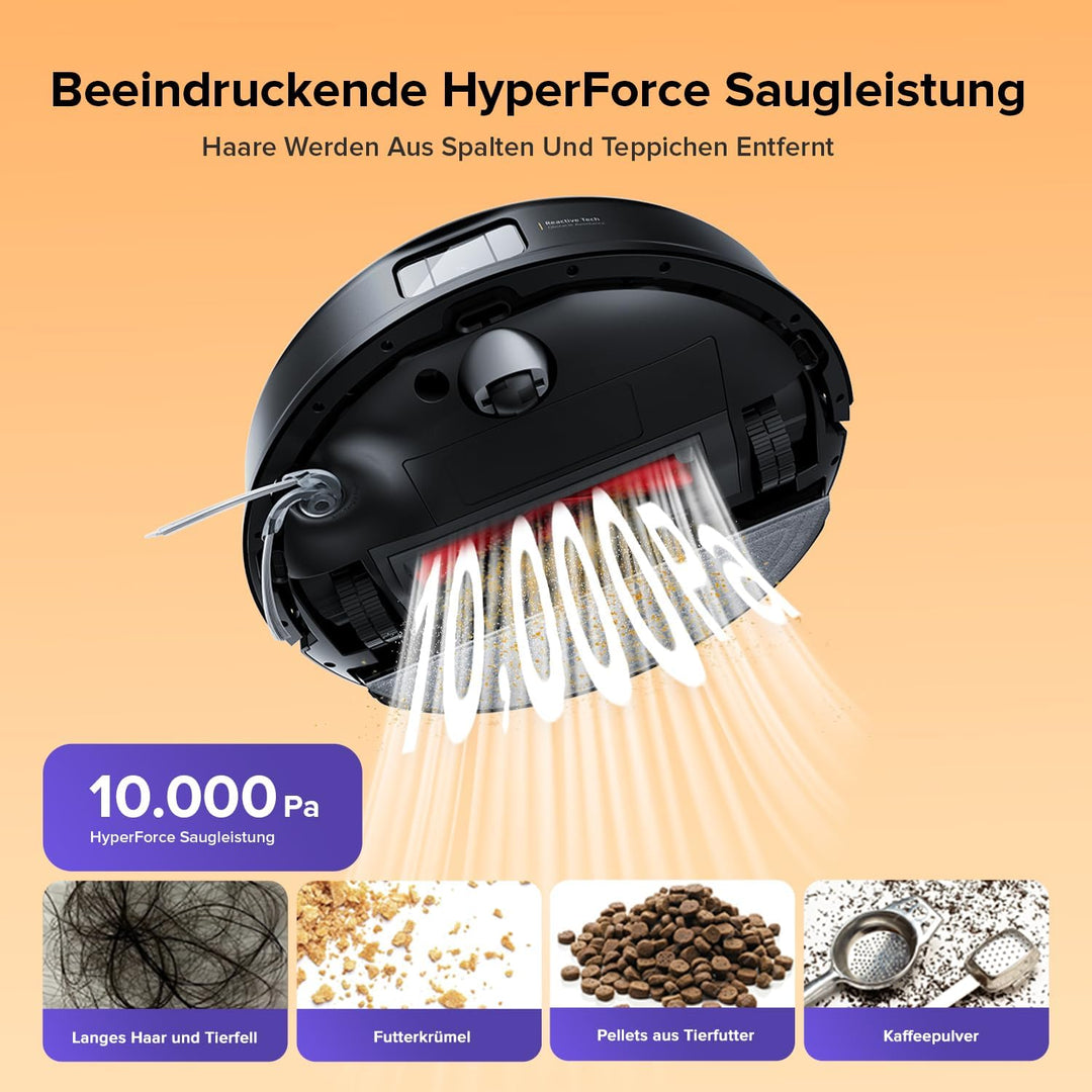 roborock Q10 S5-Set Saugroboter mit Wischfunktion, 10.000 Pa Saugkraft, Dual Anti-Tangle System, Aut