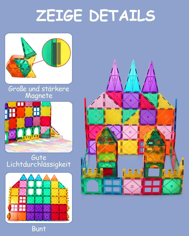 Magnetische Bausteine 80 Teile Magnetspielzeug Magnete Bauklötze Baukasten Kinder Magnetbausteine Pe