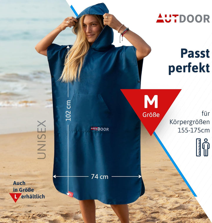 AUTDOOR® Mikrofaser Badeponcho Damen & Herren - nachhaltig aus 100% recycelten PET-Flaschen - Handtu