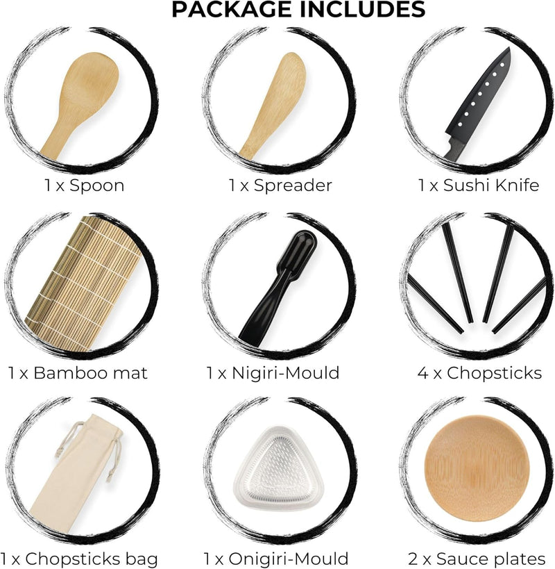 Sushi set zum selber machen. Professionelles Sushi maker set mit 15 Teilen. Sushi-Set bestehend aus