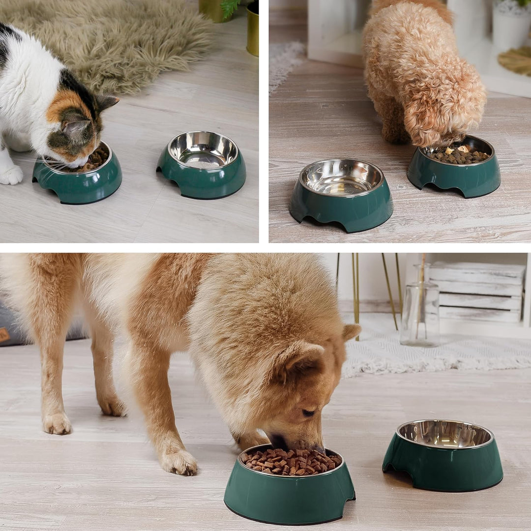 ne&no® Futternapf 2er Set für kleine Hunde und Katzen [Gr. S / 170 ml] Doppelnapf Katze rutschfest |