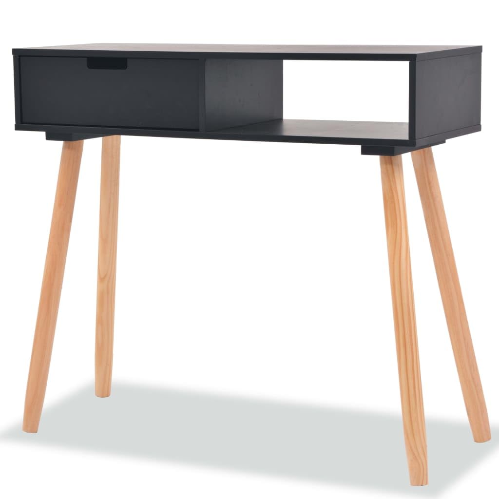 vidaXL Pinienholz Massiv Konsolentisch Schreibtisch Tisch Konsole Ablagetisch Schwarz, Schwarz