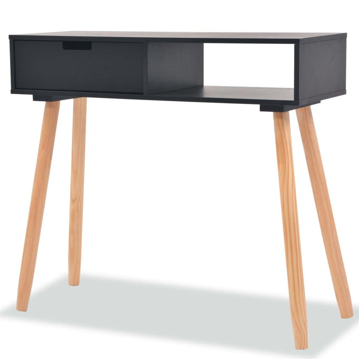vidaXL Pinienholz Massiv Konsolentisch Schreibtisch Tisch Konsole Ablagetisch Schwarz, Schwarz